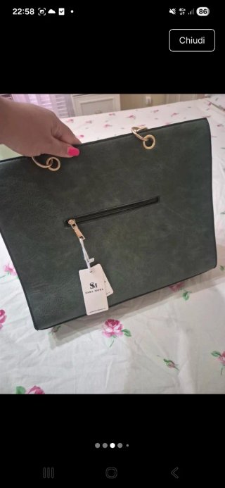 Borsa Sara Moda verde con catena oro