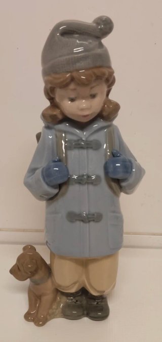 Lote 2 figuras Nao de Lladró. Perritos y niña.