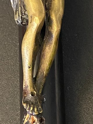 Crucifijo Antiguo Bronce y Madera Ebonizada