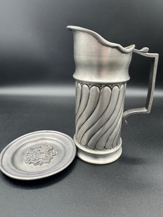 Brocca Vintage Peltro Puro con Sottobicchiere