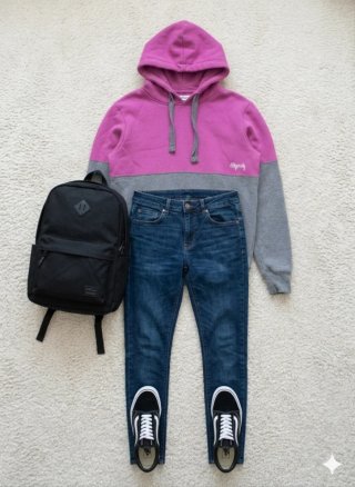 Sudadera rosa y gris con capucha | talla S
