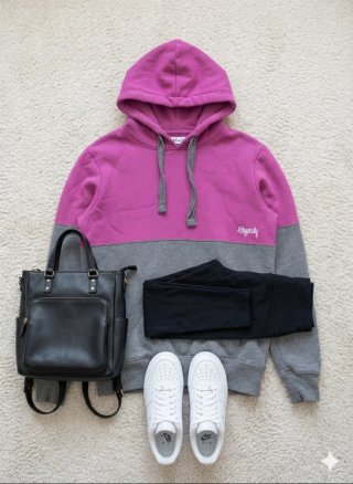 Sudadera rosa y gris con capucha | talla S