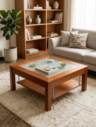 Mesa de centro madera y cristal