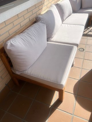 2 sillon, exterior, madera y tela