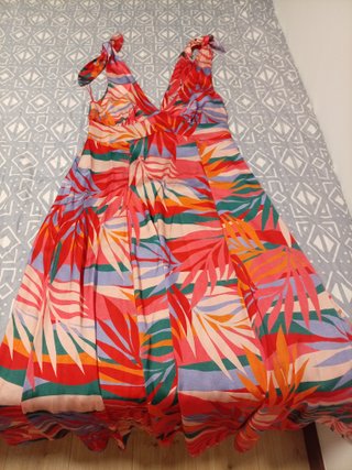 Vestido estampado tropical multicolor