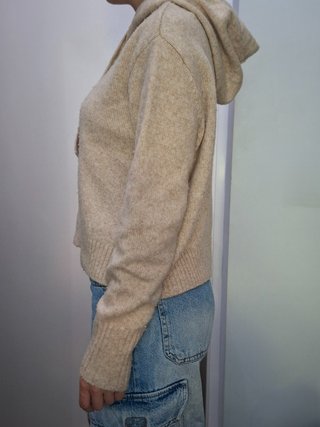 Jersey cropped beige capucha cozy - Talla M