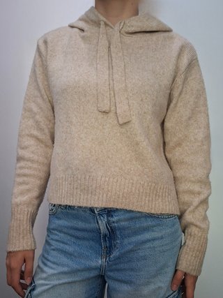 Jersey cropped beige capucha cozy - Talla M