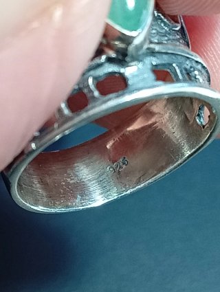 Anillo Plata Ley Corona piedra crisiprasa