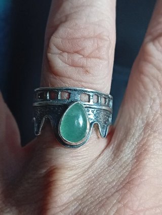 Anillo Plata Ley Corona piedra crisiprasa