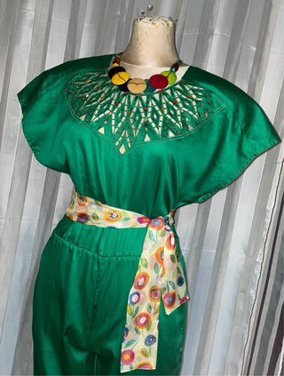 Tuta verde donna tg 42 cotone/seta