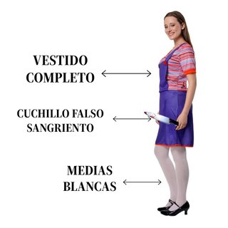 Disfraz Chucky Novia Talla L + Cuchillo y Medias