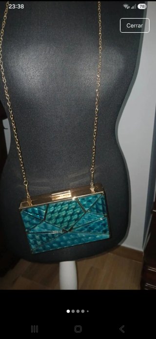 Bolso de fiesta mujer dorado y verde azulado