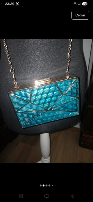 Bolso de fiesta mujer dorado y verde azulado