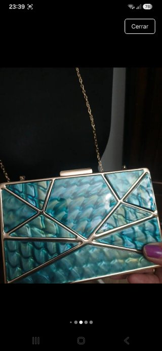 Bolso de fiesta mujer dorado y verde azulado