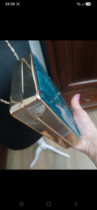 Bolso de fiesta mujer dorado y verde azulado
