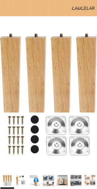 Patas para muebles de madera (4 unidades)