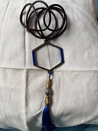 Colgante Hexagonal Azul y Dorado