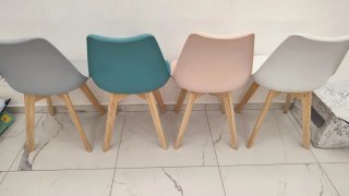 Set 4 Sedie Design Moderne grigio rosa blu bianco