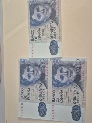 Billetes 500 pesetas España 1979 (3 unidades)