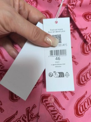 Camisa Lacoste Rosa Estampada Talla Xl