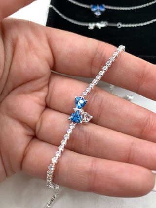 Collar y Pulsera Pandora bridgerton azul lazo