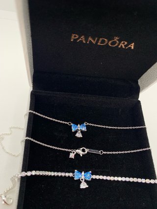 Collar y Pulsera Pandora bridgerton azul lazo