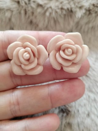 Pendientes flor rosa beige y rosa
