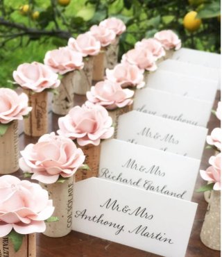 Marcasitios Boda Corcho y Flores pack 10(uni)