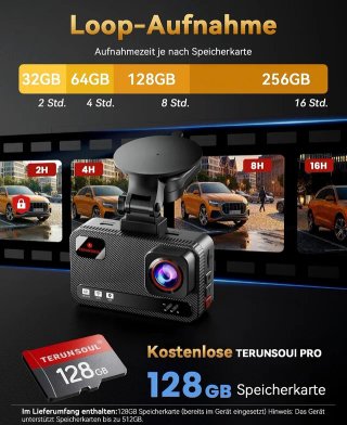 SIN ABRIR Cámara Dashcam para Coche 4K + 4K 128GB