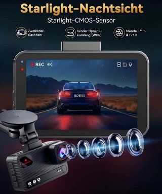 SIN ABRIR Cámara Dashcam para Coche 4K + 4K 128GB