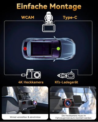 SIN ABRIR Cámara Dashcam para Coche 4K + 4K 128GB