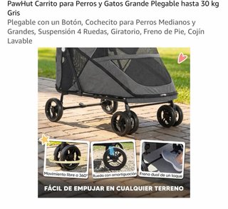 Carrito Perros Gatos PawHut Grande Plegable Gris