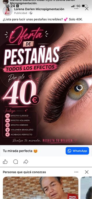Extensión de pestañas 40€