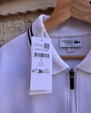 Sudadera Lacoste Blanca Media Cremallera