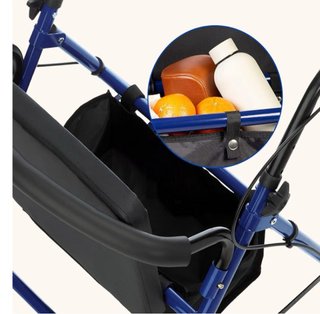 Andador Plegable Azul con Asiento y Cesta