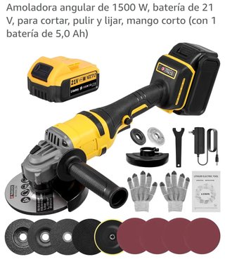 Amoladora Angular 1500W 21V Batería 5.0Ah