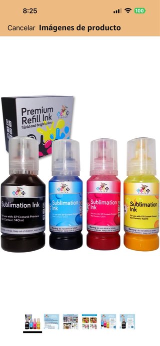 Tinta de Sublimación TINTAS 4 Colores 140ml