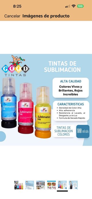 Tinta de Sublimación TINTAS 4 Colores 140ml
