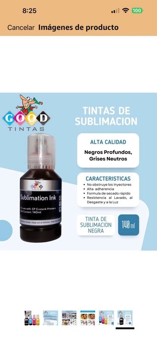 Tinta de Sublimación TINTAS 4 Colores 140ml