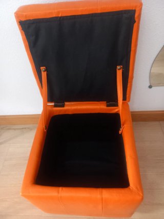 Puf Baúl Almacenaje Polipiel Naranja