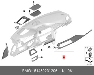 Rejilla central salpicadero BMW 514592312069