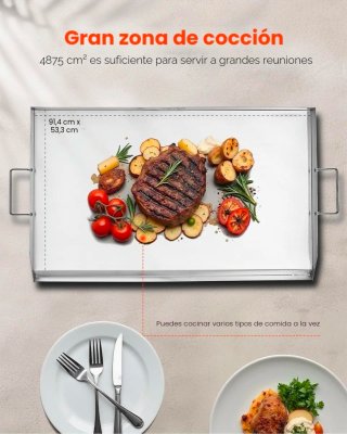 Plancha Parrilla Acero Inoxidable VEVOR 910x525mm