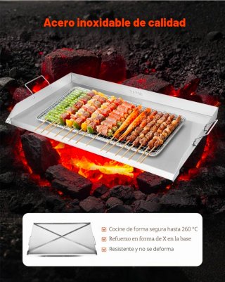 Plancha Parrilla Acero Inoxidable VEVOR 910x525mm
