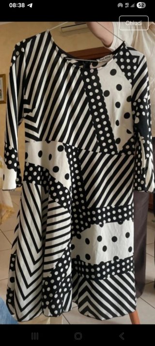 Vestito Miss Miss fantasia righe e pois