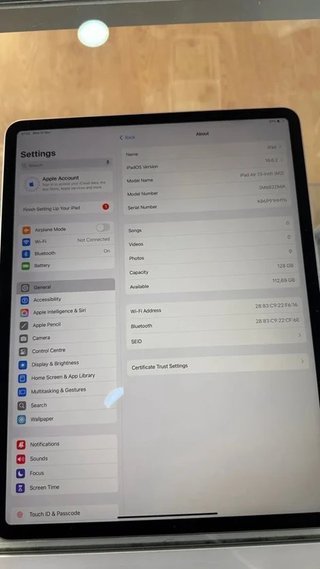 iPad Air 13 M2 Gris 128GB Batería 96%