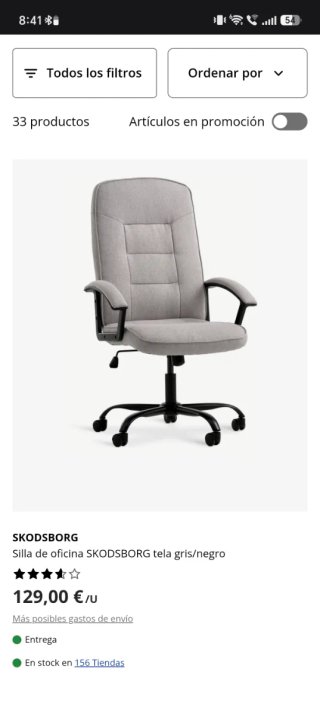 Silla de oficina Jysk gris tela