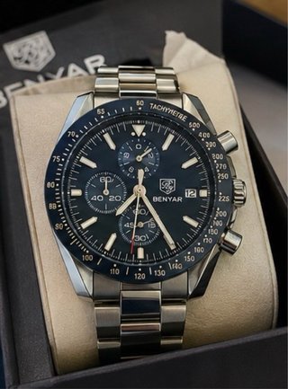 Orologio Benyar Cronografo Acciaio Blu Uomo