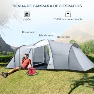 Tienda de campaña familiar gris