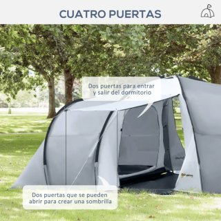 Tienda de campaña familiar gris