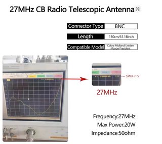 Antena CB  - 27 MHz BNC - Telescópica - Nueva !